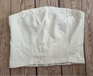 Aerie White Denim Tube Top size L thumbnail 1