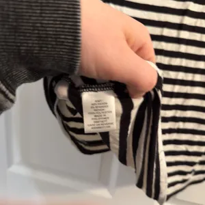 ELLE Striped Tank Top Black White Large Bow Front Nautical Parisian Casual‎ thumbnail 4