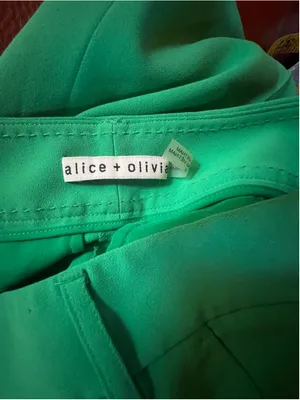 Alice + Olivia Bright Green Tailored High Rise Straight Leg Professional Trousers thumbnail 4