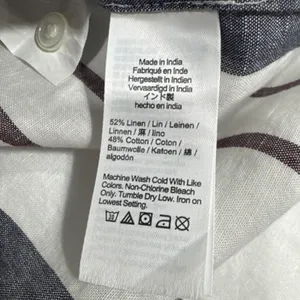 MADEWELL Striped Button-Up Shirt in Linen-Cotton Womens S Shirred 3/4 Sleeves thumbnail 8