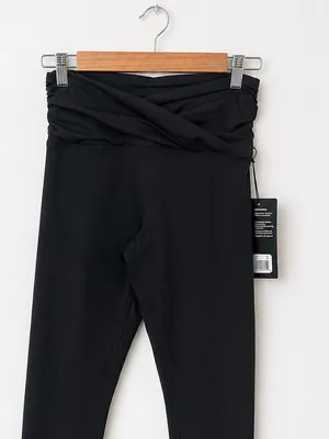 Zobha Avery Leggings Women’s Size M Black Crossover Ruched Waist Ankle NWT thumbnail 3
