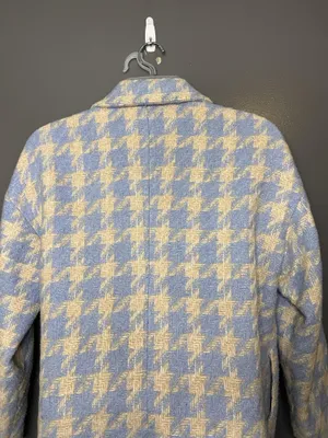 Baloot Coat Womens Small Blue Houndstooth Tweed 3/4 Sleeve Button Front Lined thumbnail 9