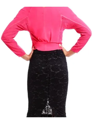 Nordstrom In Earnest The Rouche Portrait Hibiscus Hot Neon Pink V-Neck Chiffon Puff Sleeve thumbnail 2