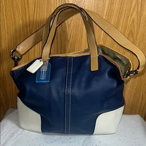 Coach Blue and Tan Shoulder Bag with Chic Design thumbnail 1