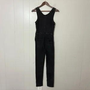 Free People Scarlet Black Denim Jumpsuit Women’s Size 2 Stretch Skinny Ankle Zip thumbnail 7