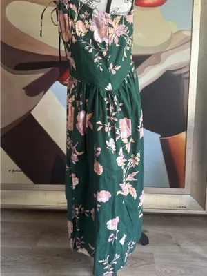 Free People Laters Baby Midi Dress Jade green floral print cottage core thumbnail 6