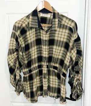 Free People Plaid Long Sleeve Shirt Small thumbnail 1