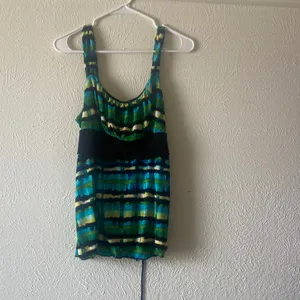 Iz Byer Striped Green & Blue Sleeveless Tank thumbnail 2