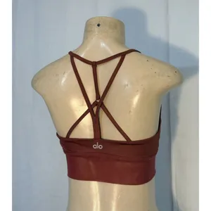 ALO Yoga Lavish Sports Bra Women’s Small Strappy Back Burgundy Athletic Workout thumbnail 2