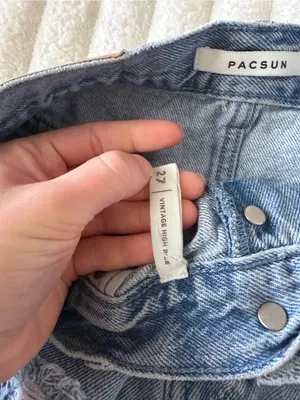 PacSun Light Blue Frayed vintage High-Rise Denim Shorts thumbnail 7