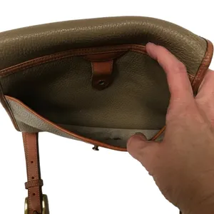 Dooney & Bourke Vintage Essex saddlebag‎ taupe & cognac AWL pebble crossbody bag thumbnail 9
