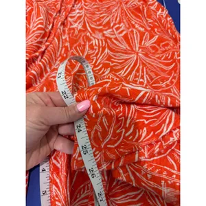 C&C California‎ Linen Wide Leg Pants Women M Red Tropical Leaf Coastal Resort thumbnail 7