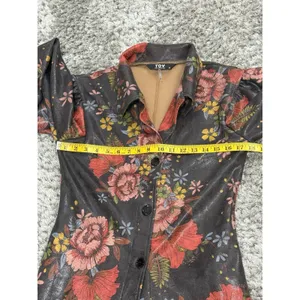 TOV Los Angeles Womens Floral Faux Leather Maxi Coat Dress Duster Jacket Size 38 thumbnail 14