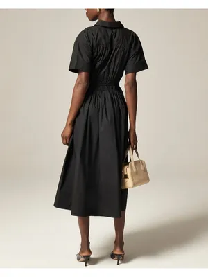 NWT J.Crew Elena Shirt-Dress Midi in Black Solid Cotton Shirtdress 10 thumbnail 3