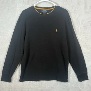 Polo Ralph Lauren Waffle Knit Thermal Crewneck Long‎ Sleeve Sweater Womens Large thumbnail 1