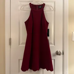 Lulus Mamacita Burgundy Halter Skater Dress Small thumbnail 3