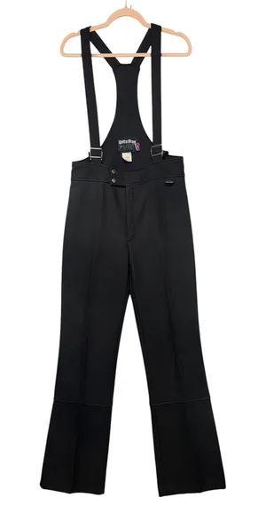 Vintage White Stag Ski Bibs Pants Black High Waisted Suspender Made USA Medium thumbnail 1