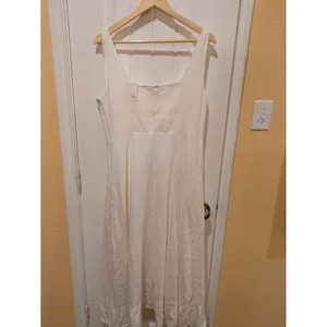 Gap Linen Blend Dress Womens Large White thumbnail 7