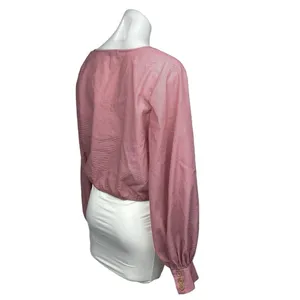 The East Order Pink Pinstripe Button Front Square Neck Long Sleeve Blouse Top XL thumbnail 3