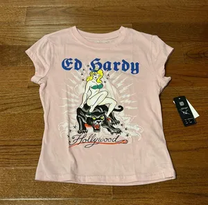 Ed Hardy NWT Y2k Hollywood Pink Candy T-Shirt - Medium thumbnail 2