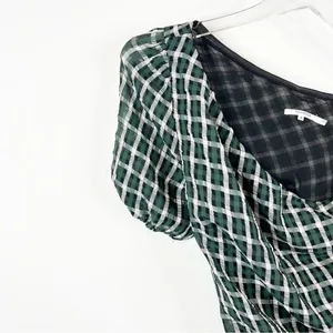 Tularosa One Shoulder Mini Dress Women's Size M‎ Green Plaid Wedding Guest thumbnail 5