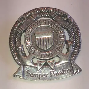 United States Coast Guard Semper Paratus Silver Tone Emblem Pin thumbnail 1