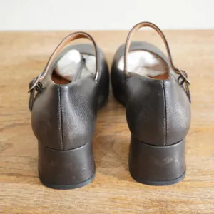 Miz Mooz Gabbie‎ Black Metallic Leather Mary Jane Block Heel Pumps Shoes Size 38 thumbnail 5