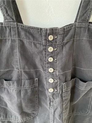 Free People cotton Charcoal Button-Front Pinafore Mini Skirt thumbnail 8