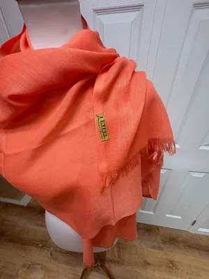 EYFEL Vibrant Orange Pashmina Shall With Fringes - 28.5" x 67.5" - NEW In Bag. thumbnail 3