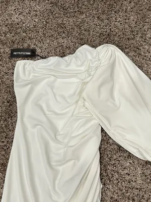 PrettyLittleThing Petite White Soft Touch One Shoulder Ruched Mini Dress Small S thumbnail 2