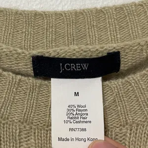 J. Crew Cashmere Wool Blend Cable Knit Sweater Size Medium Green Lightweight thumbnail 2