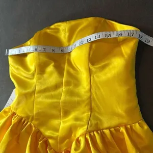 Short Yellow Strapless Homecoming Prom Dress Corset Back Bow Puffy Skirt Size M thumbnail 12