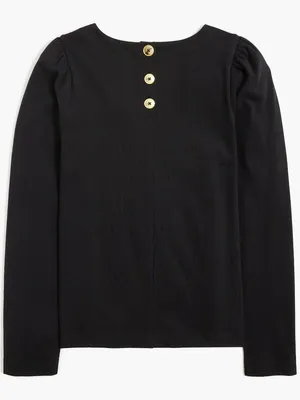 NWT J. Crew Size Small Black Puff Sleeve 100% Cotton Button Back Top NEW thumbnail 5