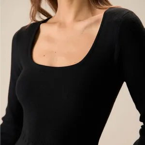 RIHOAS Women's Black Square Neck Mermaid Sweater Maxi Dress S 75 thumbnail 4