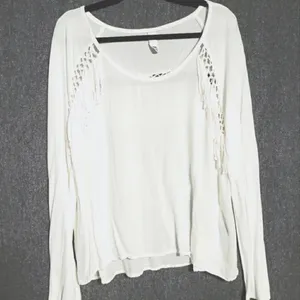 TOKYO DARLING Boho Fringe Crochet Back Peasant Top | Soft Girl Cream Long Sleeve thumbnail 5