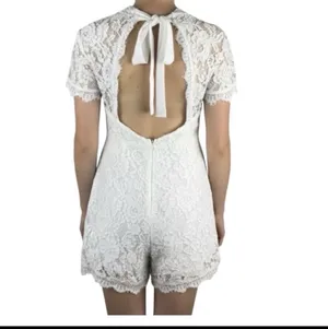 Francesca’s White Lace Romper Shorts Mini Dress Open Back Graduation M Summer thumbnail 2