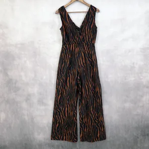 Charming Charlie Womens Jumpsuit Size Small Zebra Safari Mobwife‎ Wide Leg Retro thumbnail 2