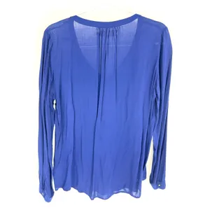 Velvet by Graham & Spencer Royal Blue V-Neck Button Front Viscose Blouse Medium‎ thumbnail 3