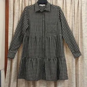 Loft Plaid Tiered Shirtdress thumbnail 1