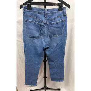 J.Crew Essential Straight High Rise Raw Hem Jeans Running Lake 28 Distressed thumbnail 7