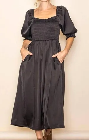 ELLOH Ruffle‎ Puff Dress Black Size L thumbnail 1