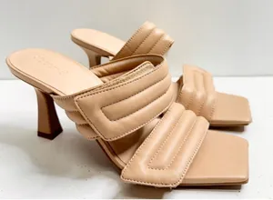 Abound Sandals Womens Size 5.5 Qarly Heeled Tan Square Toe Slip On Shoes‎ thumbnail 1