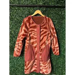 Anthropologie Margot Sherpa Reversible Zebra Print Red Coat Size Small thumbnail 5
