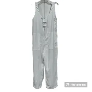 ✨Zara Jumpsuit White Long Flowy Sz XS Oversized Overalls✨ thumbnail 6