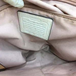 COACH Medium Cream Brown Patent Leather Handbag thumbnail 7
