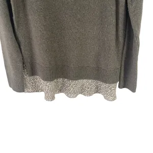 Loft Women's Size Medium Green Gray‎ V Neck Soft Babydoll Sweater thumbnail 4