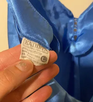 Vintage Kathryn blue silky skirted nightgown, size large thumbnail 9