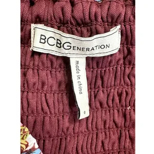 BCBGeneration floral Smocked Mini Dress Square Neck Bubble Sleeve 0 NWOT Cottage thumbnail 9
