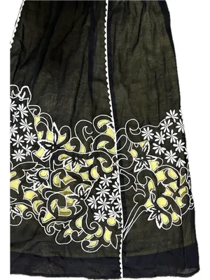 Anthropologie Floreat 4 Step By Step Dress Yellow Black Sundress Eyelet Smocked thumbnail 7