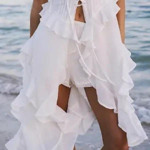 FREE PEOPLE So Breathless White Cotton Lace Gauze Casual Shorts thumbnail 1